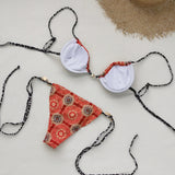 Sexy Patterned Bikini Top and Bottoms with Green Gemstones Perfect for Beach Wear and Pool Parties Summer Getaways Vacation Wear