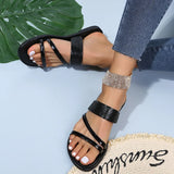 Sparkling Rhinestone Slides for Women - Comfy Open Toe Flats for Indoor & Outdoor Wear 2026 New