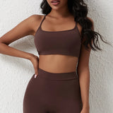 DIAS FIT JOY New style cross back yoga bra Plus Size removable chest cushion sexy back sports vest fitness running gym