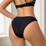 Women's Sexy black Hollow Out Thong Panty Low Waist bijini Underwear Comfortable Breathable C2973