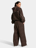 Vintage Leopard Hooded Sweatshirt Suit Loose Fit Contrast Line Wide Leg Trousers Fashion Athletic Tracksuit Outfit