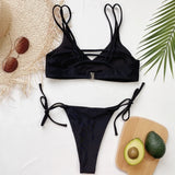 Bikini 2026 Sexy Black Double Straps Back Weave Swimwear Swimsuit Women Bikinis Set Bathing Suit Beach Bikini Female Banadores