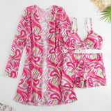 New Sexy 3 Pieces Suit for Women Neck Hanging Bikini Set+Cover-up Swimwear Sunproof Tankini High Waist Shorts Swimsuit Beachwear