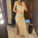 V Neck Sleeveless Hollow Out Crochet Knitted Tunic Beach Cover Up Cover-ups Beach Dress Beach Wear Beachwear Female Women V7212