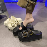 Women's Slippers Solid Color One Line  Thick Soles Anti Slip and Wear-resistant Fashionable Simple Indoor Outdoor Beach Sandals