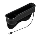 New Car Crevice Storage Box with 2 USB Charger Colorful LED Seat Gap Slit Pocket Seat Organizer Card Phone Bottle Cups Holder