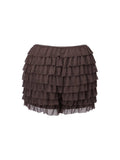 Women’s Layered Ruffle Bloomers Fashion Low Waist Bow Front Solid Color Shorts Casual Summer Mini Shorts