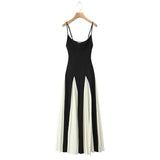 Foridol Black Beige Patchwork Summer Women's Dress Spaghetti Strap A-line Pleated Party Vestidos Sleveless Beach Casual Dress
