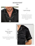 Men Satin Pajama Set Sleepwear for Man Summer Short Sleeve Button-Down Shirt & Shorts Pajamas 2 Piece Home Clothes Short Suit