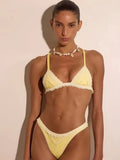 Fashion Contrast Lace Triangle Biquini Women's Swimwear Sexy Lady Low Waist Bikini Swimsuit Elegant Mujer Bathing Suit Beachwear