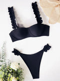 Underwired Bra Cup Ruffled Frill Bikini Women Swimsuit Female Swimwear Two Pieces Bikini Set Push Up Bathing Suit Swim Beachwear