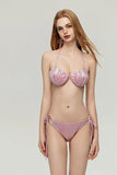 Peals Shell Push Up Bikini Set Women Pink White Underwire Bra Mesh Skirt 3 Piece Swimsuit 2025 Beach Bathing Suit Thong Swimwear
