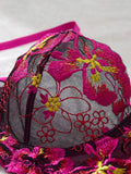Sexy Rose-red Lingerie Including A Bra and Panties with Daisy Patterns As Well As Acomfortable Home-style Bra & Brief Sets