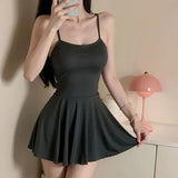 Cute And Sweet Sexy Lingerie Erotic V Neck Bra Nightdress Set Black Ice Silk Mini Dress Exotic Nightgown Women Underwear Sets