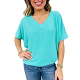 Women's Tops Summer Multi-Colour V-Neck Short Sleeve T-Shirt Casual Suit Loose Shirt Top Women's Clothing