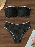 XS - L Wrinkled Strappy Bandeau High Waist Bikini Female Swimsuit Women Swimwear Two-pieces Bikini Set Bather Bathing Suit Swim