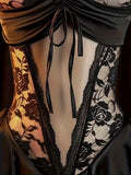 Libertinage Bandage Sexy Lingerie Women Lace Hollow Bodysuit Erotic Pajamas Teddy Babydoll Dress Open Crotch Porn Underwear Set