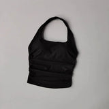 Women's Yoga Sports Vest Threaded Temperament Hanging Neck Exposed Back Suspender One-Piece Chest Cushion Fitness Top