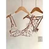 French Style Lace Underwear Set | Sexy Dotted Mesh Bra & Thong for Large Bust, Ultra Thin Slimming Anti Sag Lingerie MOYISU S-XL