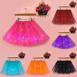 Women's Tulle Skirt Star Sequined Short Tutu Skirt Fancy Ballet Dancewear Party Costume Ball Gown Led Light Luminous Mini Skirts