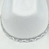 Women Shiny Sequined Wide Brim Cowboy Hat Western Style Sun Cap for Club Party