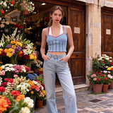 Women's Fashion Internet Celebrity V-Neck Sexy Fake Two-Piece Knitted Vest Top For Woman Pure Desire Casual Elegant U3C0