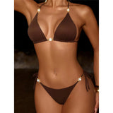 New Halter Pearls Bikini Women Swimwear Female Swimsuit Two-pieces Bikini set High Leg Cut Padded Bather Bathing Suit Swim K7194