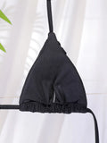 Miyouj Glitter Fabric Bikinis 2026 Sexy Bikini Set Folds Swimsuit Female Halter Bathing Suit Women Swimwear New Beachwear