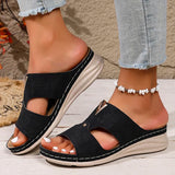 Summer Lightweight Wedges Slippers Women Metal Decor Plus Size 36-43 Beach Sandals Woman Comfortable Printed Platform Sandles