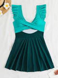 2026 Sexy Ruffle Swimsuit One Piece Hollow Swimwear Women Bathers Bathing Swimming Swim Suit Female Beachwear