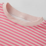 Spring Autumn Casual Loose Tops for Women Long Sleeve Round Neck Loose Fit Striped Print T-shirts