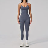 Summer Seamless Yoga Sets Women Outdoor Slimming Sports Tank Top High Waist Hip Lifting Leggings Gym Fitness Suits Tracksuit
