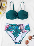 2026 Bandeau Swimsuit Women High Waist Bikini Printed Swimwear Female Padded Bathers Bathing Swimming Swim Suit Beachwear