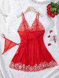 Women's Nightgowns See Through Sexy Deep V Embroidered Nightdress Pajamas Thong Sleepwear Baby Doll Lingerie