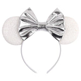 Disney Mickey Mouse Ears Leopard Print Headbands for Girls Baby Women Sequins 5"Bows Hair Accessories Adults Hairbands Kids Gift