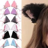 Lolita Bells Cat Ear Hair Clips Fur Headwear Anime Hairpins Headdress Cosplay Hairclip Headsband Party Costume Hair Accessories