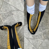 1/2 Pairs Women Knee High Socks Trendy Cartoon Funny Chicken Claw Socks Fitness Sports Casual Slim Leg Long Tube Socks Women