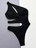 Asymmetric Hollow Out One Shoulder Women Swimwear One Piece Swimsuit Female High Cut Monokini Bather Bathing Suit Swim Beachwear
