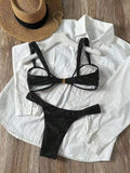 Sexy Metal Shell Ornament Bikini Set 2026 Women Hot Pink Pleate Push Up Bra Thong Swimsuit Summer Bathing Suit Micro Swimwear