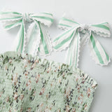 Women Summer Sleeveless Beach Club Long Dresses Casual Tie up Strap Floral Print Ruffled A-Line Party Dress