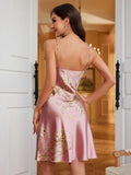 Hot style Women's Cherry Print Nightdress Casual sexy ladies pajamas slip dress for All Seasons