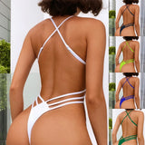 Sexy Backless Bikinis One Piece Swimsuit Bandage Bikini Thong Swimsuit Swimwear Biquini Conjunto De Bikini Tankini Beachwear