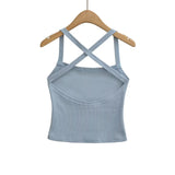 Solid Color Sexy Back-Cross-Strap Tank Top For Women New Summer Slim-Fit Short Outerwear Base Top Pure Desire Casual Style 56ZA