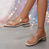 Transparent PVC Slippers Crystal Cup High-heeled Sexy Casual Shoes Plus Size Women Open Toe Transparent Slippers
