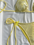 Sparkling Glitter Halter Bow Bikini Female Swimsuit Women Swimwear Two-pieces Bikini Set High Cut Bather Bathing Suit Swim Lady