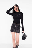 American A-line Half Length Skirt Spring/summer Small Spicy Girl High Waist Slim Fit Tight Sexy Shining Leather Short Skirt 3XQZ