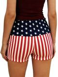 Women’s Streetwear Shorts Patriotic Shorts Casual Fold-Over Waist Stars and Stripes Print Slim Fit Shorts