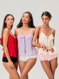 Women's Lolita Hot Sexy Short Pants High Rise Lace Tiered Ruffled Shorts Summer Lounge Bottoms Summer