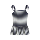 Sweet Double-shoulder Strap Striped Color-block Camisole For Women Unique Design Patchwork Pure Desire Dress Elegant Casual WIKO