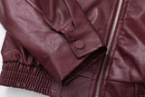 Foridol Wine Red Vintage Faux Leather PU Coat for Women Long Sleeve Turn Down Collar Zipper Autumn Winter Coat Jacket